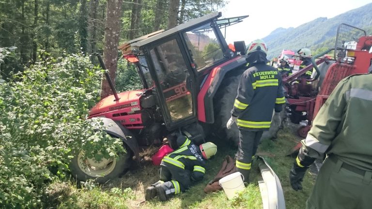 Traktorunfall in Molln – Kran im Einsatz, 9. Aug 2017