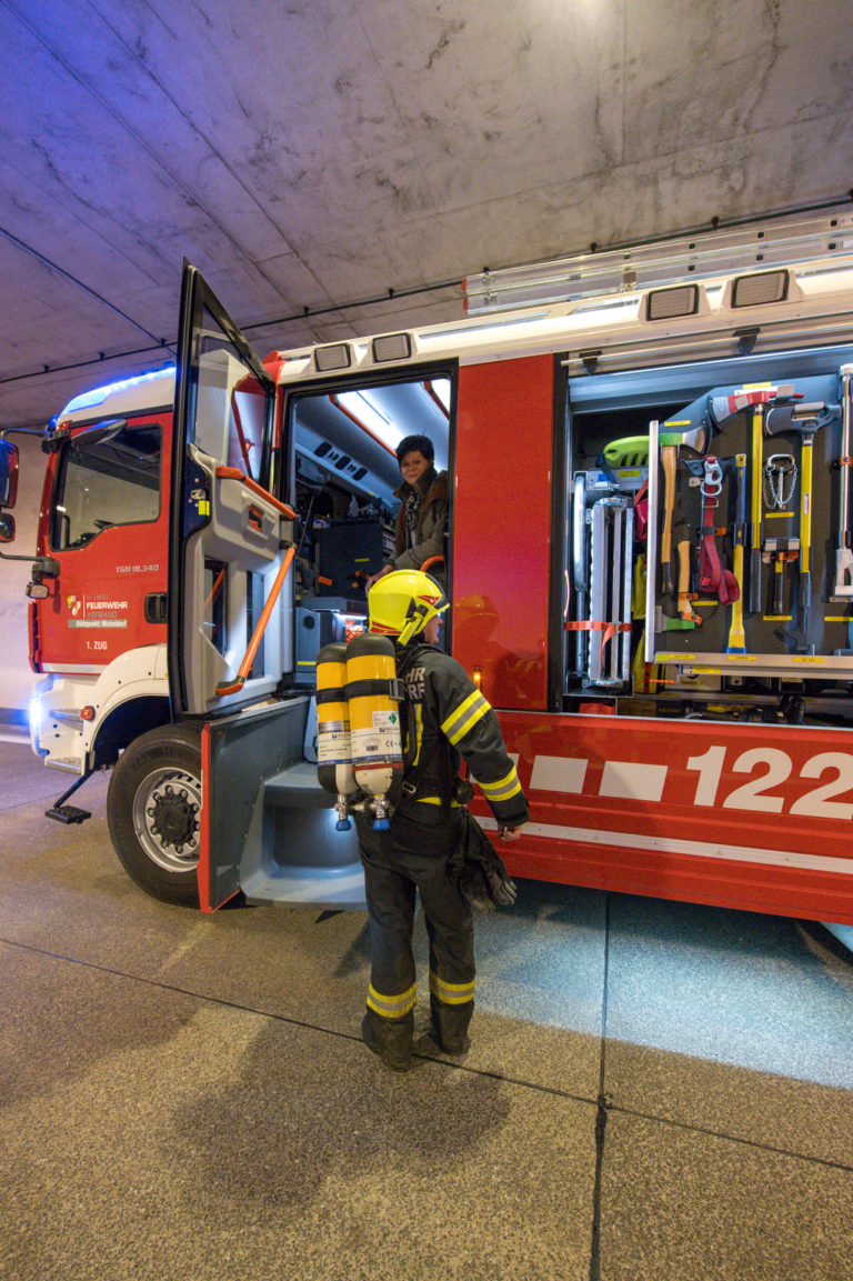 Autobahnübung im Bosrucktunnel, A9, 16. November 2019