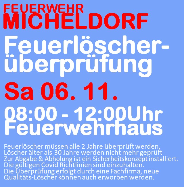 Ist Ihr Feuerlöscher überprüft? – 6. November 2021 FW Haus Micheldorf gibt es die nächste Gelegenheit!