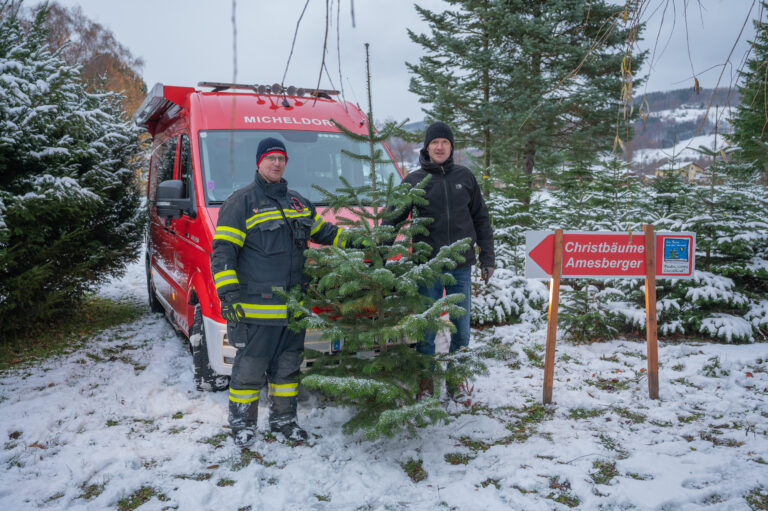 Die Familie Amesberger – Christbäume, unterstützt die FF Micheldorf tatkräftig – DANKE